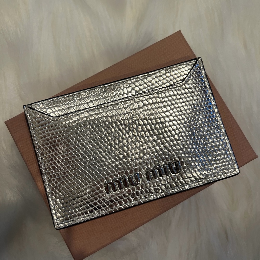 Miu Miu Metallic Silver Textured Clutch